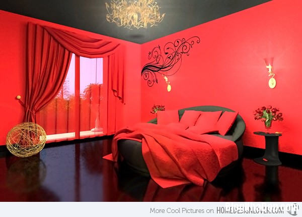 Phòng ngủ ấm áp với gam màu đỏ