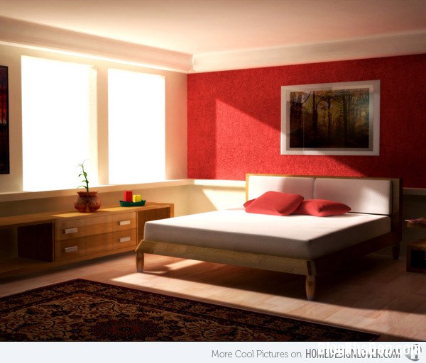 Phòng ngủ ấm áp với gam màu đỏ