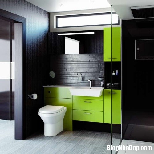 Phòng tắm hiện đại với màu sắc tươi sáng, trang nhã