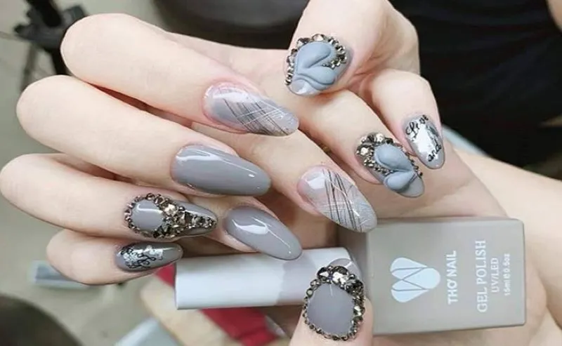 10+ mẫu nail màu xám đơn giản mà cuốn hút