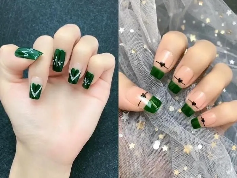 Bắt trend nail xanh rêu HOT HIT giới trẻ