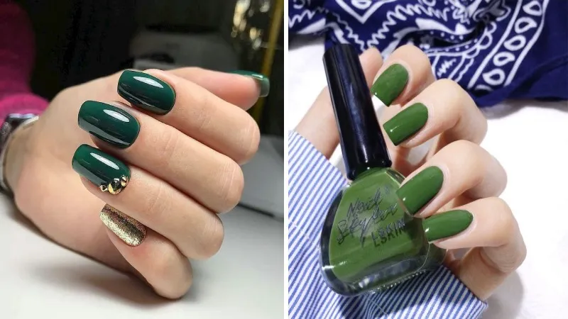 Bắt trend nail xanh rêu HOT HIT giới trẻ