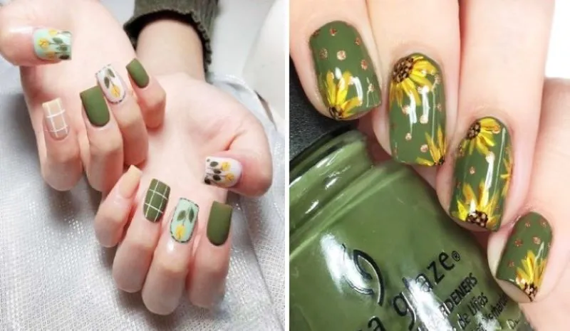 Bắt trend nail xanh rêu HOT HIT giới trẻ