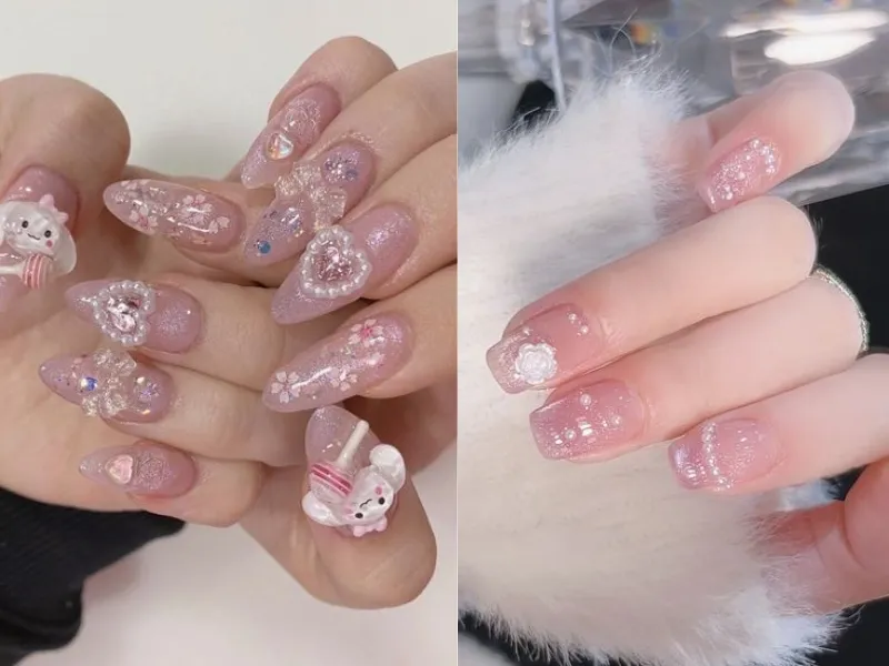 Đắm chìm trong ngọt ngào với 50+ mẫu nail màu hồng thạch ngất ngây