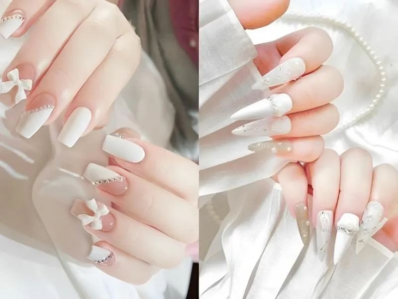 Gợi ý 20+ mẫu nail màu trắng đẹp – sang – tôn da giúp nàng tự tin