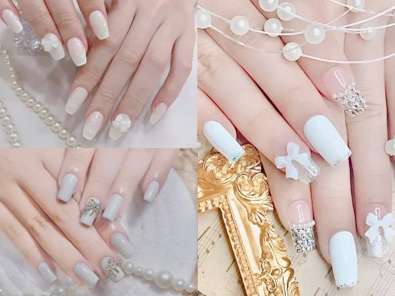 Gợi ý 20+ mẫu nail màu trắng đẹp – sang – tôn da giúp nàng tự tin