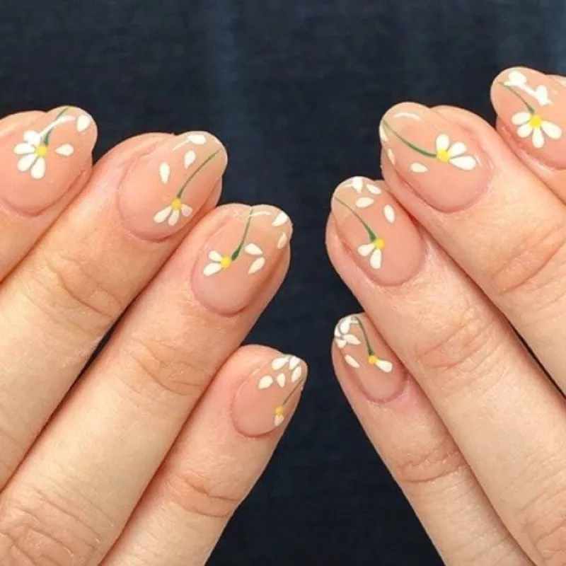 Gợi ý 9 mẫu nail hoa cúc trắng dịu dàng cá tính cho các nàng