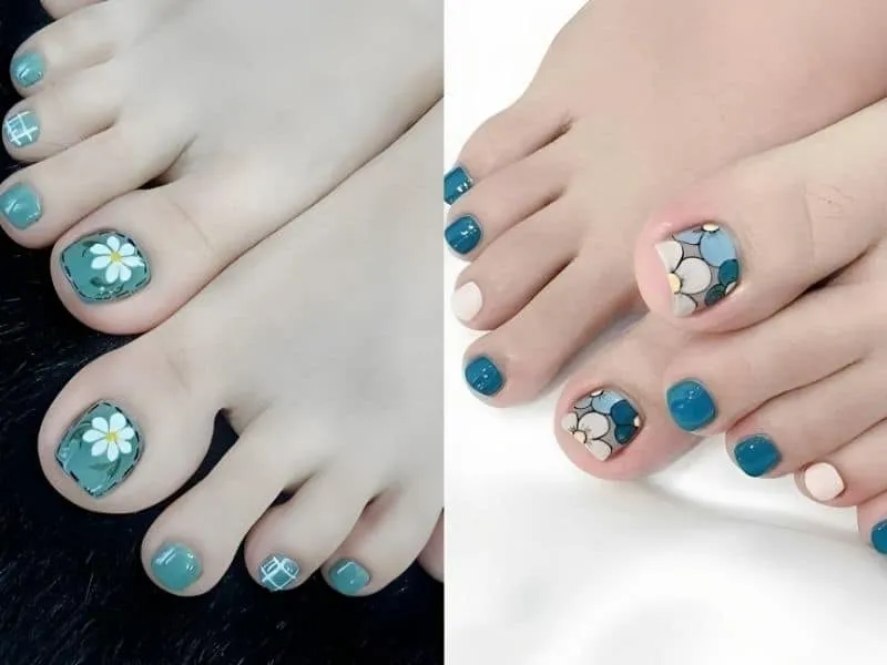 Khám phá các mẫu nail chân màu xanh dương đẹp mê hồn cho hè này