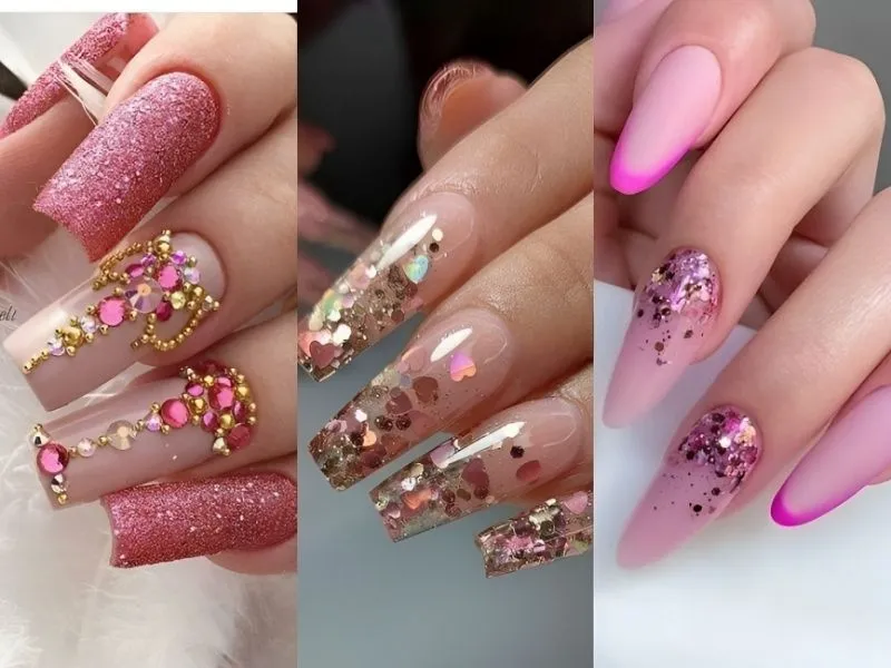 Mách nhỏ nàng 20 mẫu nail lấp lánh kim tuyến cực thu hút, kiêu sa