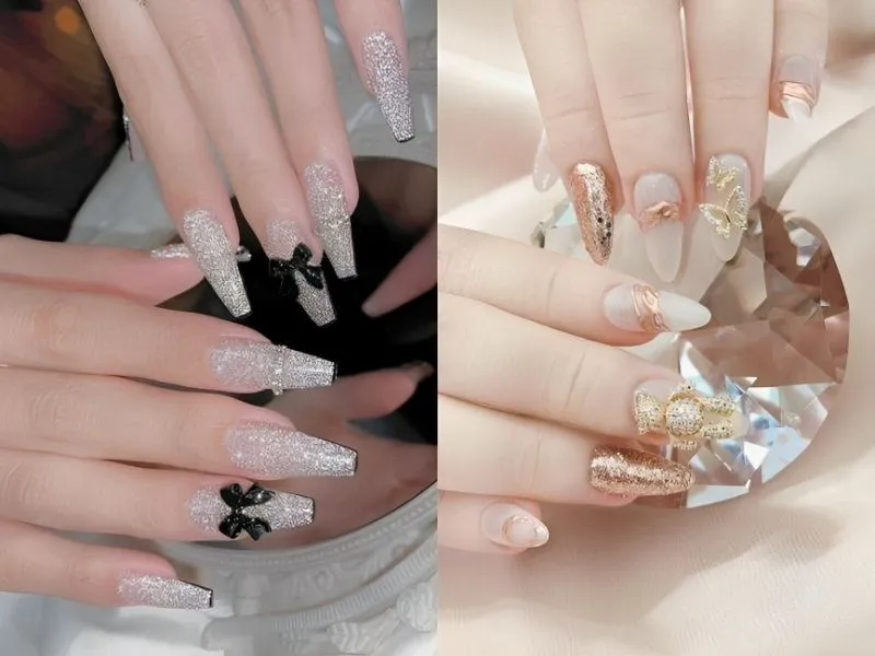 Mách nhỏ nàng 20 mẫu nail lấp lánh kim tuyến cực thu hút, kiêu sa