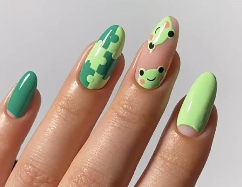 Tổng hợp các mẫu nail màu xanh lá cực hút mắt thêm sành điệu